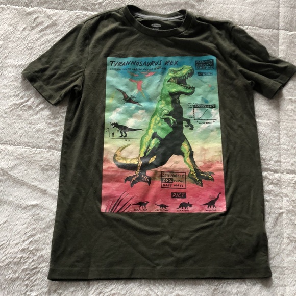 Old Navy Set of 2 Red & Green Short Sleeve Tees with Dinosaur Graphics | XL - Picture 2 of 15